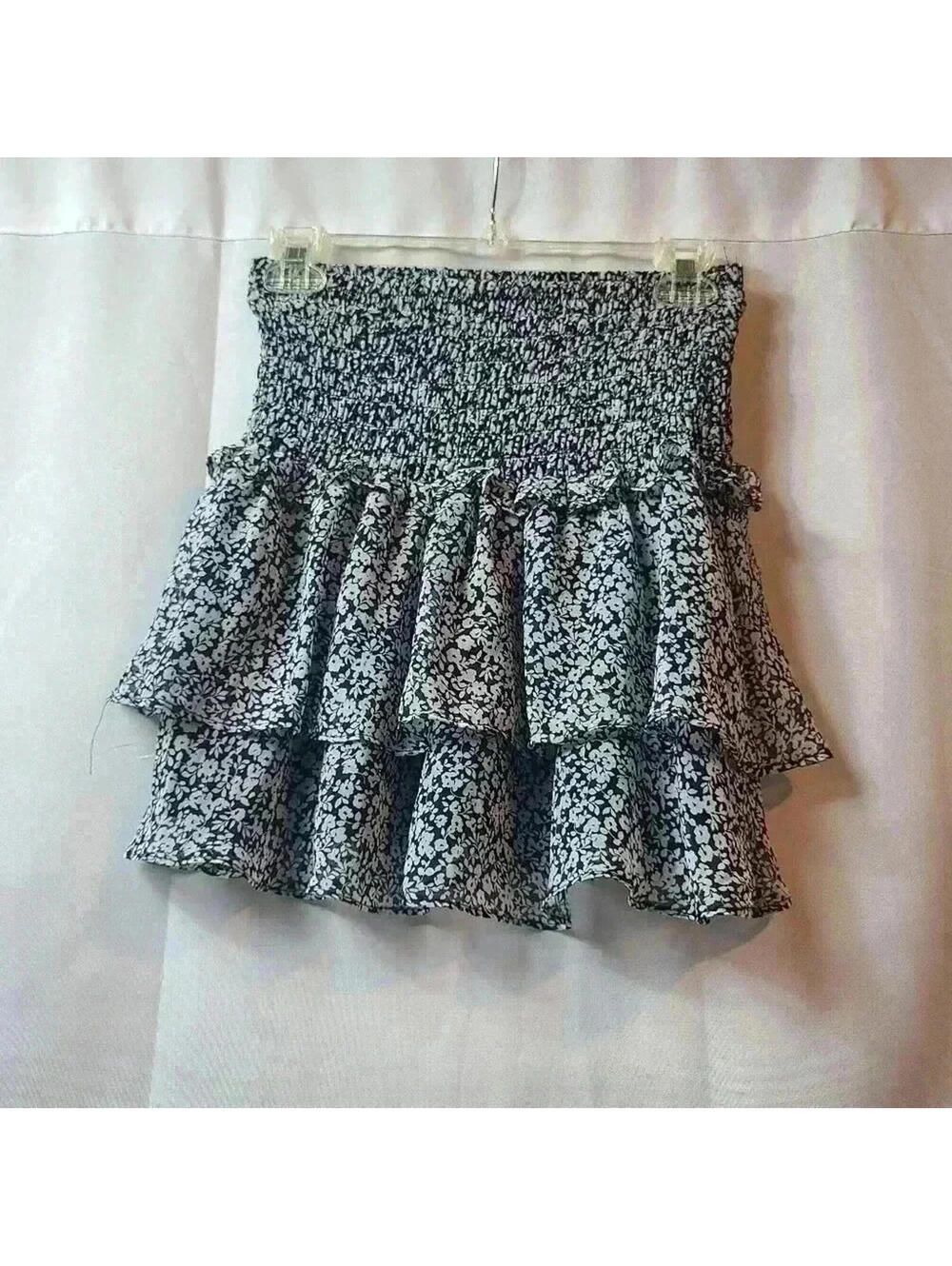 Sienna Sky Floral Black and White Pleates Mini Skirt Women's Small